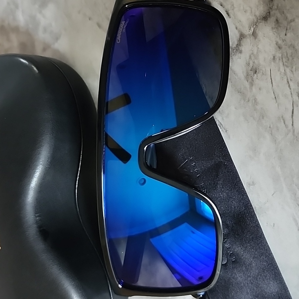 New Carrera Black Blue Mirror Sunglasses, NWT - Picture 3 of 9